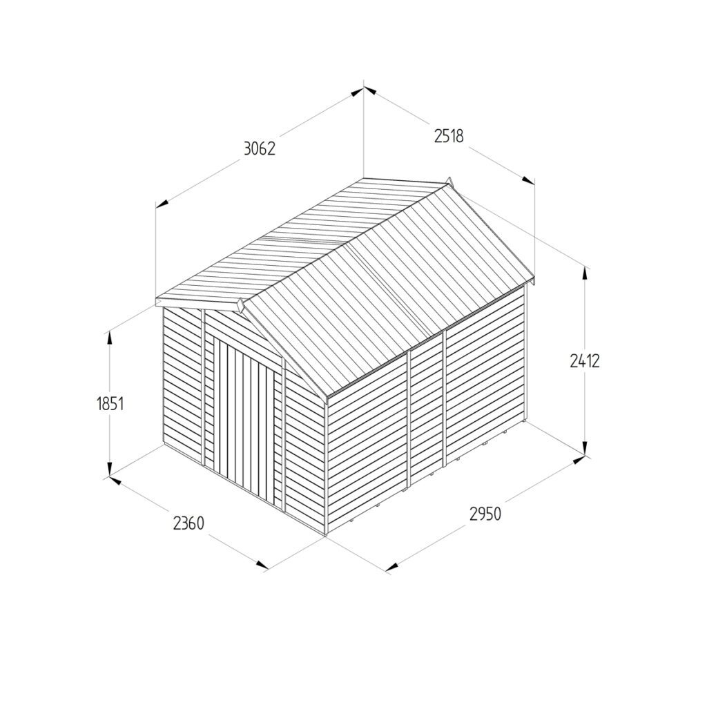 Timberdale 10×8 Apex Shed No Window with Installation 5013053196069 2